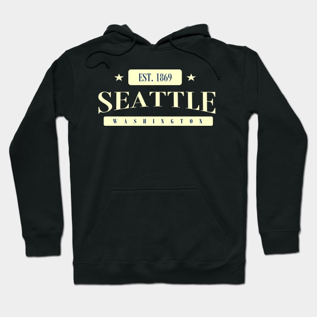 Seattle EST. 1869 (Navy Creme) Hoodie by MistahWilson